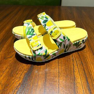 Dansko Kandi Slide Sandal - Lemons Pattern - Adjustable - EU 39 (US W8.5/9))